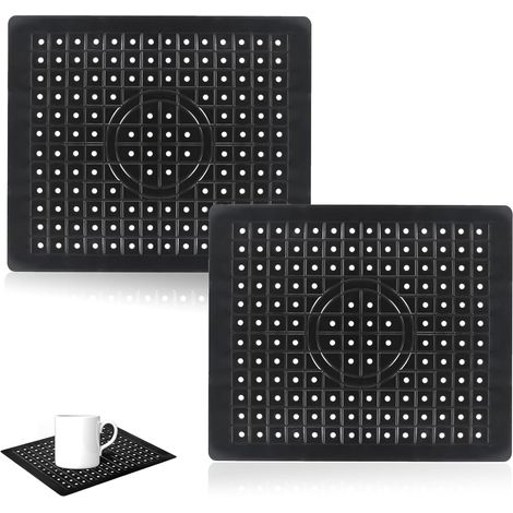 2 Pièces Tapis Evier Noir Tapis Cuisine Découpable Tapis 31,4 x 26 cm Protection Silicone pour Tapis évier Cuisine en Nid d'abeille Convient pour Couv (1/5)