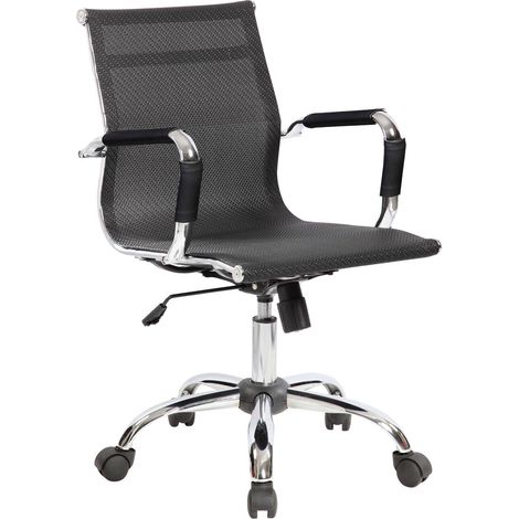 Sedia con ruote Placida, Poltrona direzionale con braccioli, Sedia ergonomica da ufficio, Nero, 62x54h92/102 cm