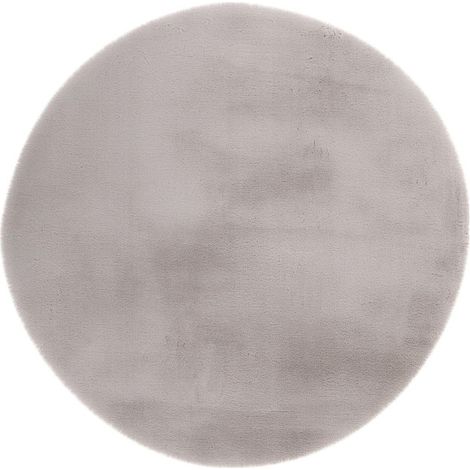 Tapis Uni Rond Doux à Poils Longs "Rabbit" Argent 160 cm (1/5)