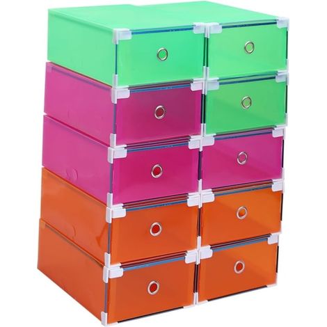 10pièces Boîtes Chaussures Transparentes Empilables Lot Rangement Maison Pour Chaussures Femme Accessoires (1/5)