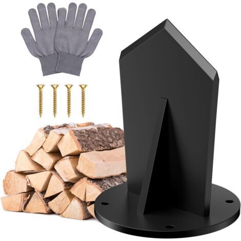 Fendeuse de bûches manuelle, fendeuse de bois robuste en acier au carbone, outil de fendage de bois avec gants pour utilisation en extérieur et en intérieur. (1/5)