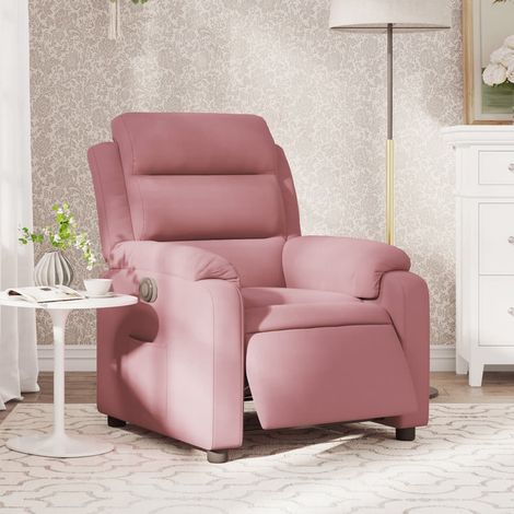 vidaXL Poltrona Elettrica Reclinabile Massaggio in Velluto Rosa (1/5)