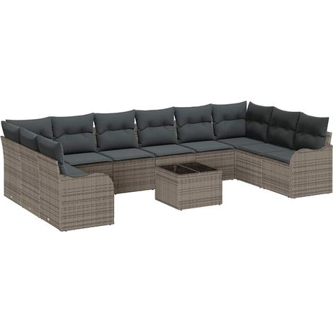 Maison Exclusive - Set Divano da Giardino Grigio 55 x 55 x 37 cm polyrattan