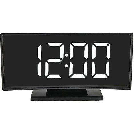 Réveil numérique LED grand écran, horloge électronique incurvée élégante - Blanc (1/5)