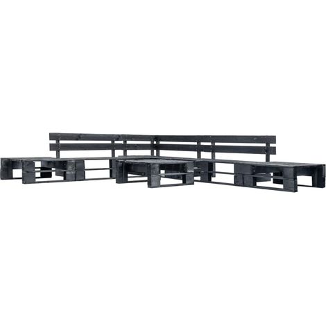 Canapés de jardin palette 6 pcs, Fauteuil de jardin, Banquette d'extérieur noir bois MKW619228 (1/3)
