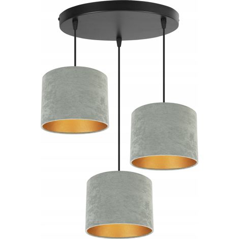 ELEGANTE HÄNGELAMPE, GOLDENE DECKENLEUCHTE, SAMT-LAMPENSCHIRM