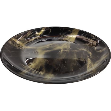 Piatto decorato centrotavola "Murble" in vetro per tavola natalizia da 30 cm oro e nero