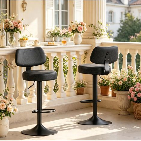 Set de 2 taburetes de bar 41 x 41 x 84-109 cm, antracita, giratorios y regulables (1/5)