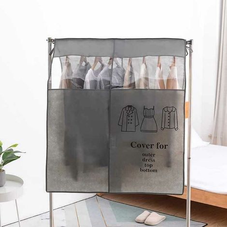 gris Housse De Vêtement Penderie Longue 91X 111Cm Anti Poussière Respirant Housses De Portant Vetement Avec Transparent Fenêtre Housse De Costume Pour Robe Chemise Costumes Manteaux (1/4)