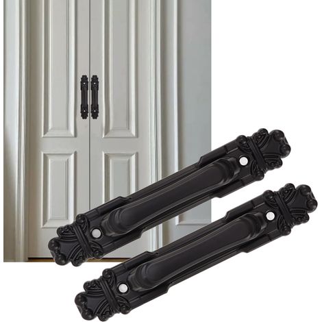 Deux poignées de porte robustes, style américain, pour portes coulissantes de grange, faciles à installer, grandes poignées en bois, montage en applique, noir 9705, longueur 165 mm (1/5)