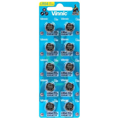 Batteria alcalina vinnic g10 / ag10 / 189 / lr1130 / lr54 10 pz.