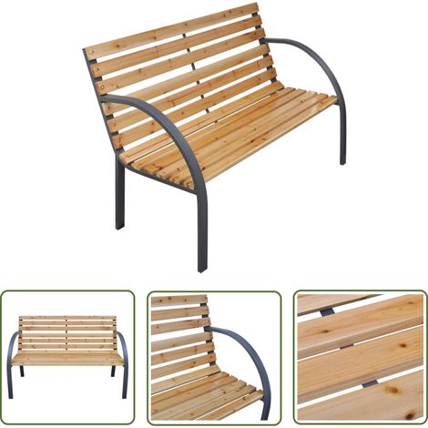The Living Store Gartenbank 112 cm Massivholz Tanne - Gartenbank - Holzmöbel - Gartenmöbel - Terrasse - Balkon