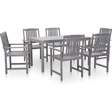 vidaXL Set comedor jardín 7 pzas madera maciza acacia gris deslavado (1/5)