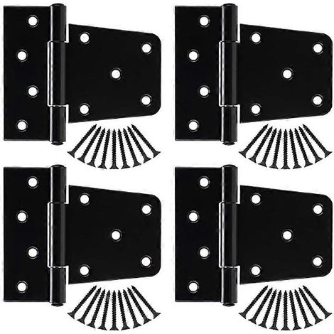 Lot de 4 charnières robustes en fer (8,9 cm) pour abris de jardin en bois, portes de grange, portails et portes battantes - JBMEDIA (1/4)