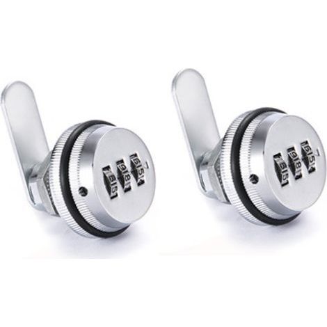 (Pack de 2) Serrure de Combinaison à 3 Chiffres Verrouillage du Mot de Passe Serrure à Came Sans Clé - Alliage de Zinc Chromage Serrure de Sécurité Codée pour Tiroir Casier Boîte Placard Porte-argent (1/4)