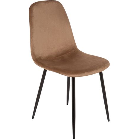 Dmora - Sedia Pismo, Poltrona rivestita in velluto, Sedia da pranzo imbottita, Seduta per riunioni, 45x56h87 cm, Sabbia, con imballo rinforzato
