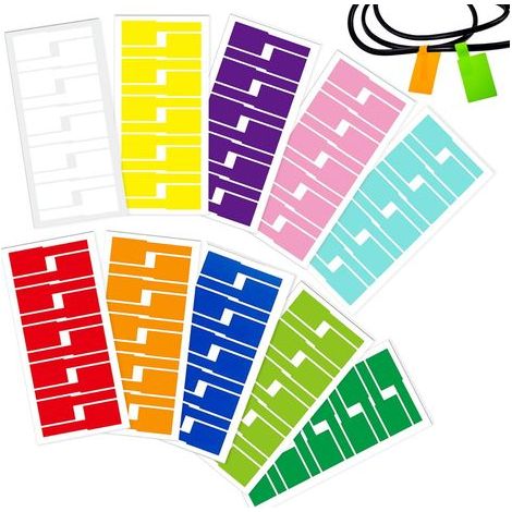 (10 colors) cable labels, self-adhesive cable labels, A4 cable labels, color-coded labels, type P, tear-resistant, printable (1/5)