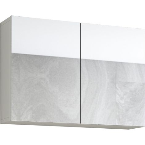 Flandu Armoire murale salle de bain avec miroir, blanc.
