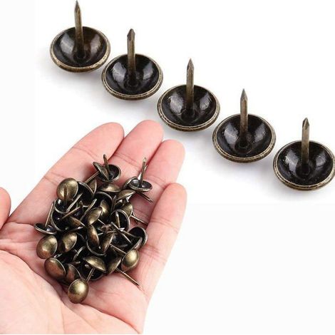 500 Pièces Clous de Tapissier SCREW, Robuste 17 X 11 MM Bronze Clous Tapissier Décoratifs Clou Rétro DIY Clous d'Ameublement (1/4)