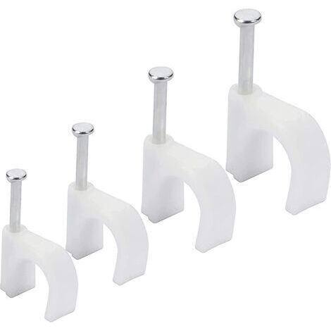 Câble Ethernet électrique (lot de 400), 6-10 mm - Serre-câbles électriques avec goujons en fer pour câbles Cat5, Cat6, RG6, RG59, RJ45 et TV