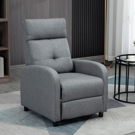 Sillón Reclinable Manual Sofá Individual con Reclinación hasta 155º Carga 150 kg Gris (1/5)