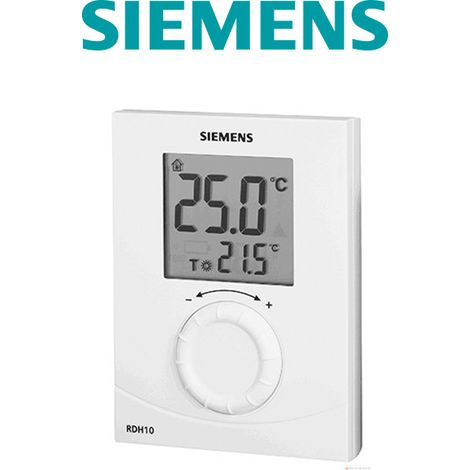 Siemens – Thermostat digital RDH100 – Grand écran LCD – Régulation TPI – Plage de réglage 5-30 °C – IP20 – Montage mural (1/2)
