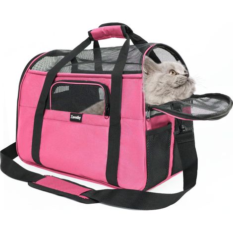Sac de transport pour animaux de compagnie pliable et respirant pour chat et petit chien, sac de voyage confortable avec bandoulière réglable, idéal pour voiture et avion
