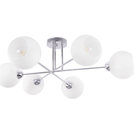 LÁMPARA DE TECHO ASTURIA CROMADA 6 PLACAS PANTALLA BLANCA E27