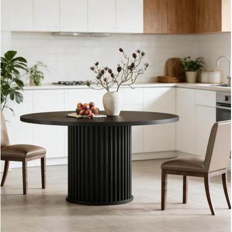 Tavolo pranzo rotondo nero in legno 120 cm OKMYHOME (1/5)