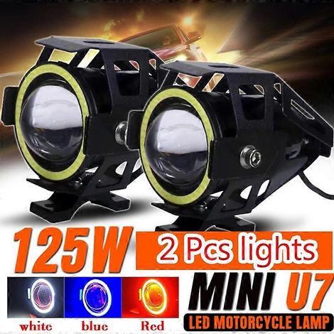 Lot de 2 mini phares de moto LED U7 125 W, projecteur à ampoules angulaires (1/5)