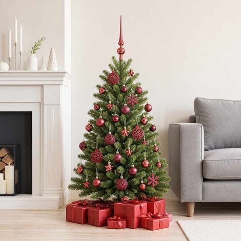 vidaXL Juego de bolas navideñas 111 uds. Rojo vino 6 cm Poliestireno (1/5)