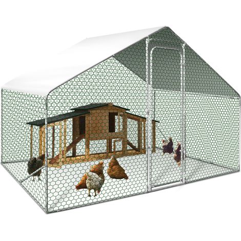 Enclos poulailler IDMARKET - 6 m² parc grillagé - 3x2 M - Acier galvanisé - Naturel (1/8)