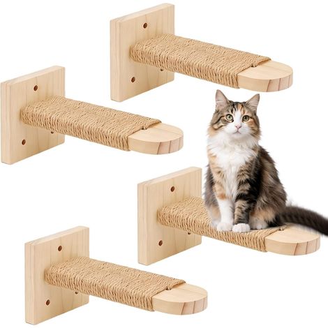 Lot de 4 murs d'escalade, pour chat, escalier, mur d'escalade, éléments muraux pour chat, escalier, mur d'escalade, en bois, pour jouer à l'escalade, jouer à la détente (1/5)