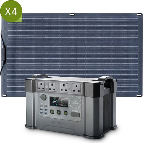 ALLPOWERS S2000 Pro MPPT Solar Generator with 4 100W Flexible Solar Panels, 2400W 1500wh Portable Power Station, Solar Mobile Battery Pack for Outdoor RV Camping, Home Emergency, Travel (1/5)