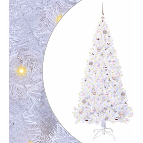 Sapin de Noël artificiel avec 300 lumières LED blanches, 180 cm de haut, en PVC et acier. (1/5)
