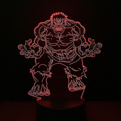 Lampe de table LED 3D Green Hulk USB, veilleuse d'ambiance anime (1/3)