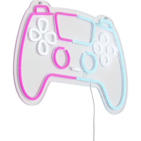 QAZQA Neon Wall Lamp Pink with Blue Incl. LED - Controller (1/5)