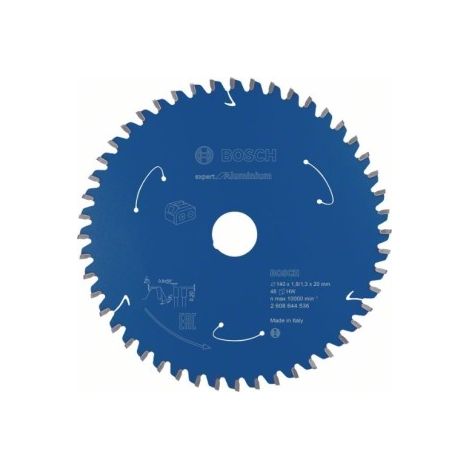 Bosch Hoja de sierra circular Expert for Aluminium para sierras circulares a batería 140 x 1,8 / 1,3 x 20 48 dientes - 2608644536