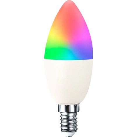 Intelligente WLAN-LED-Kerzenlampe E14, 5 W (entspricht 35 W), 450 lm, RGBWW, dimmbar per Smartphone/App, 25.000 Stunden Lebensdauer, SevenOn Premium