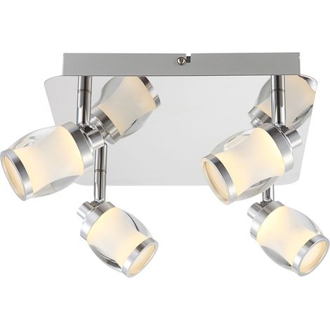 Faretto da soffitto a LED da 20 Watt Lampada in vetro cromato per soggiorno, sala da pranzo, camera da letto  Globo 56549-4