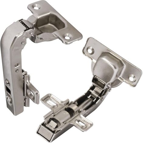 [MAI UTILIZZATO]  2 cerniere a clip invisibili a 90° - per anta angolare a un'anta - con ammortizzatore e clip - Apertura di montaggio 35 mm - INHHUB