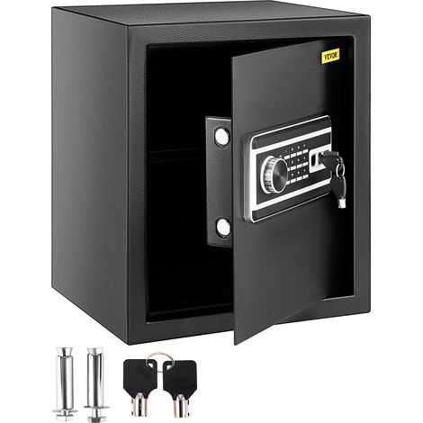 Coffre-Fort Biométrique à Empreintes Digitales 48 L Coffre-Fort Numérique Combinaison et Clés Coffre de Sécurité en Acier Anti-Effraction 4 Types de Déverrouillage Argents Bijoux Domicile Noir (1/5)