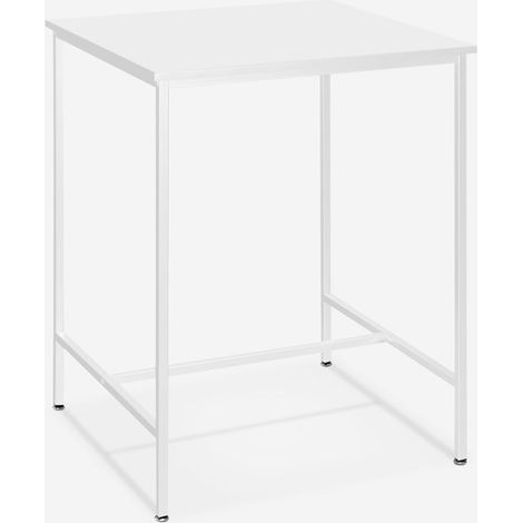 Mesa alta de 70x70 cm para bar cocina y cafetería de metal blanco y negro Zakis - Blanco