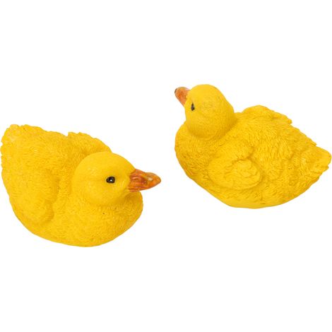 Deux figurines de canards artificiels, miniatures en résine peintes à la main, créatives et mignonnes, idéales pour décorer un jardin, une terrasse, un bureau ou une voiture.