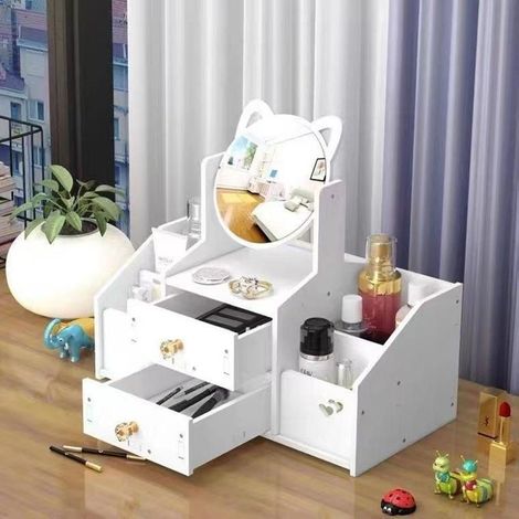 Trucs Multifonctions Organisateur Avec Tiroir Miroir Pour Salle De Bain De Toilettes Cosmétiques (1/5)