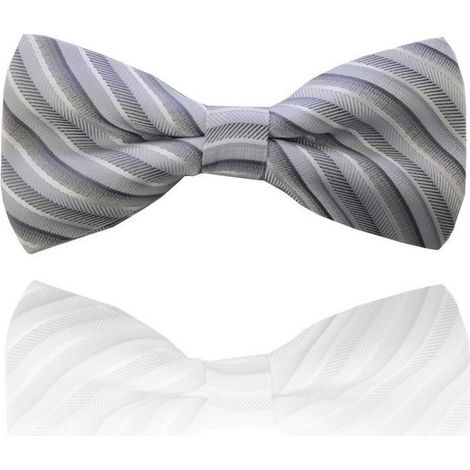 TrAdE Shop Traesio - Papillon Strisce Grigio Chiaro Righe Cravattino Farfallino Cravatta Frack Papion -