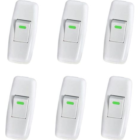 Lamp Switch, Torpedo Switch, Inline Cord Switch, Bedside Lamp Switch, Inline Rocker Switch for Bedside Table Lamp On/Off Button Replacement, 6 Pack