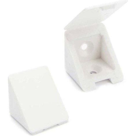 40 Eckwinkel/Möbelverbinder/Regalwinkel mit 2 Löchern. Farbe: Weiß. Material: Kunststoff.