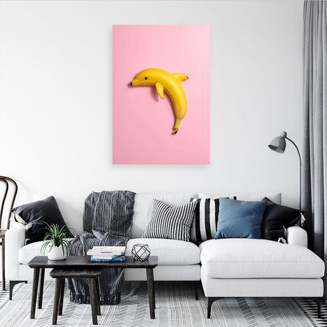 Wandbild Banane Delfin auf rosa Hintergrund Abstraktion 40x60 (1/4)