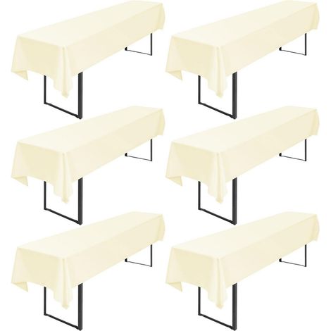 Set de 6 nappes de table de bière 250x100 cm Beige 200GSM Polyester